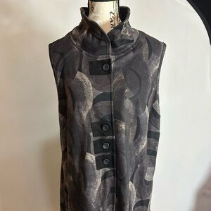 John Mark Textured Knit Tunic Button Vest Large